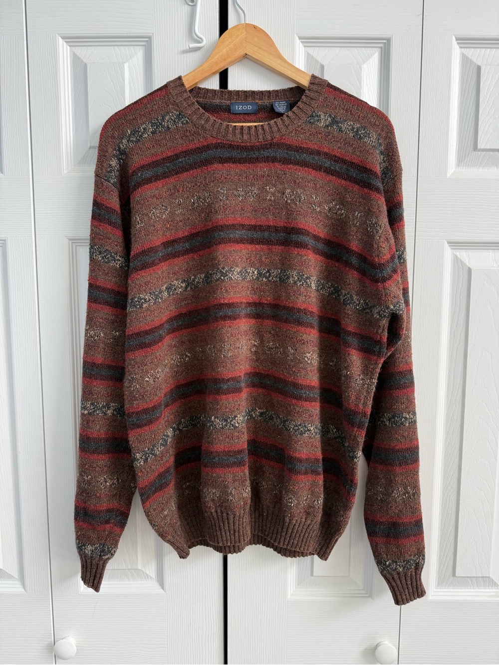 Cottagecore Brown Striped Crewneck Sweater